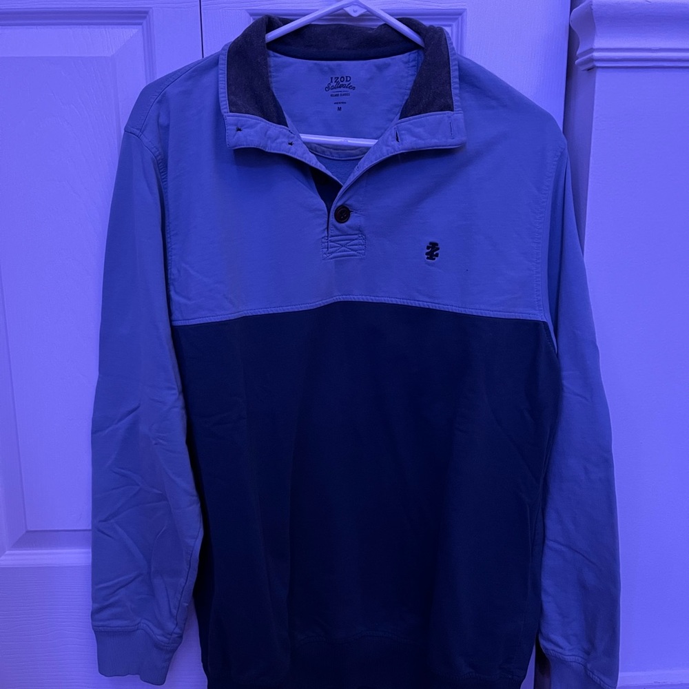 Two Toned 1/4 Button Up T Shirt